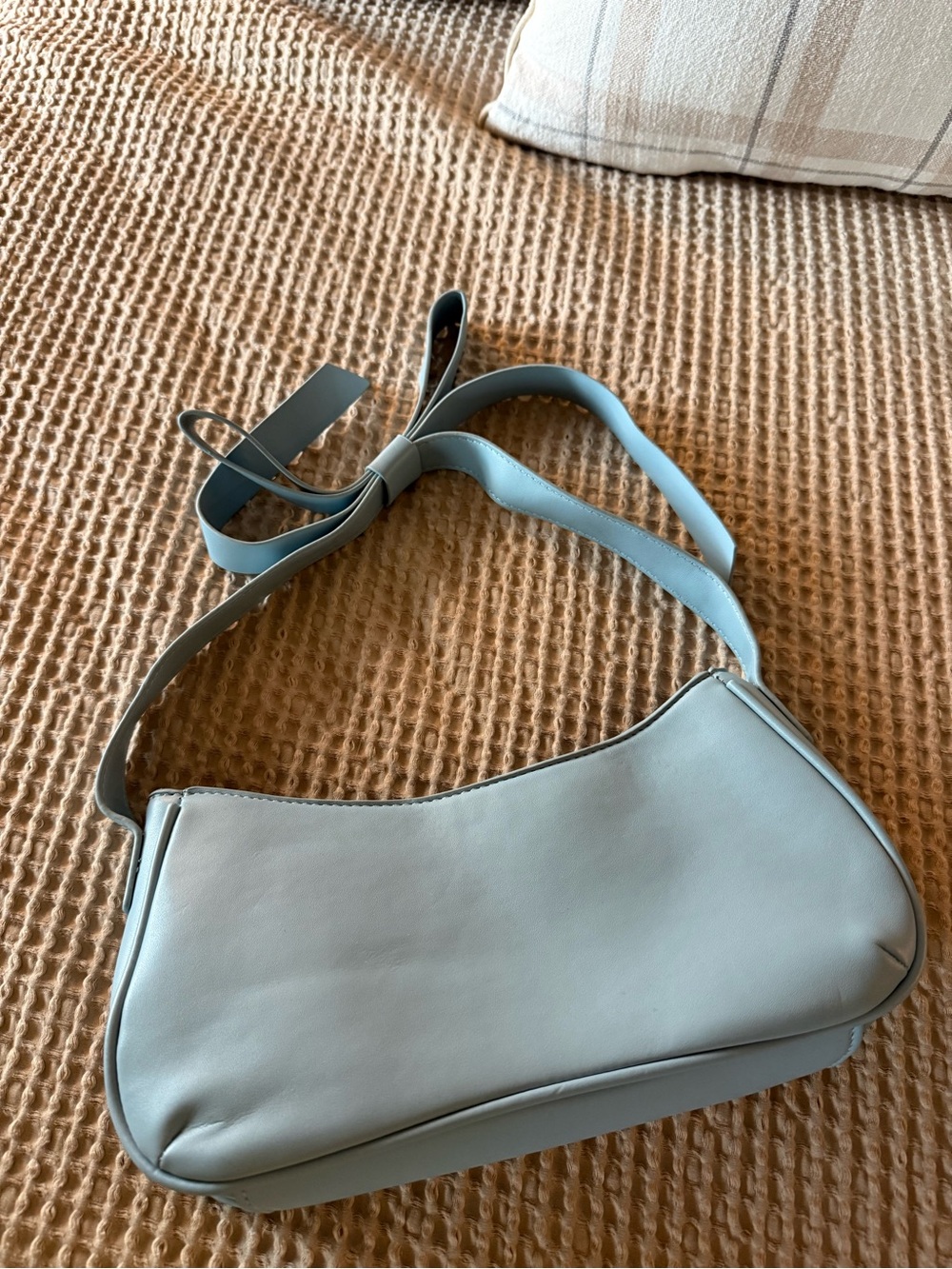 Light Blue Women's Shoulder Bag - Soft Curved Crossbody
